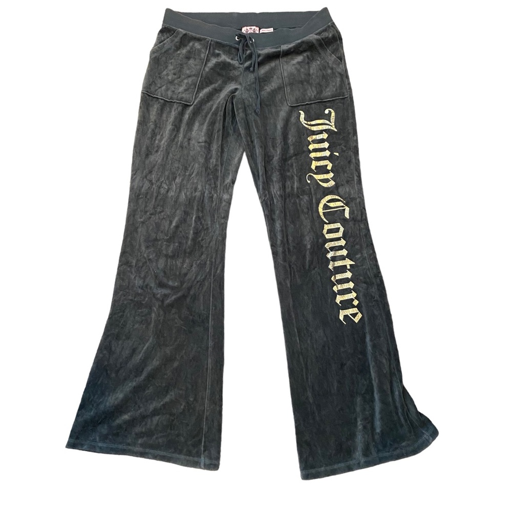 Large Green and Gold Juicy Coture Velour Jogger Pants